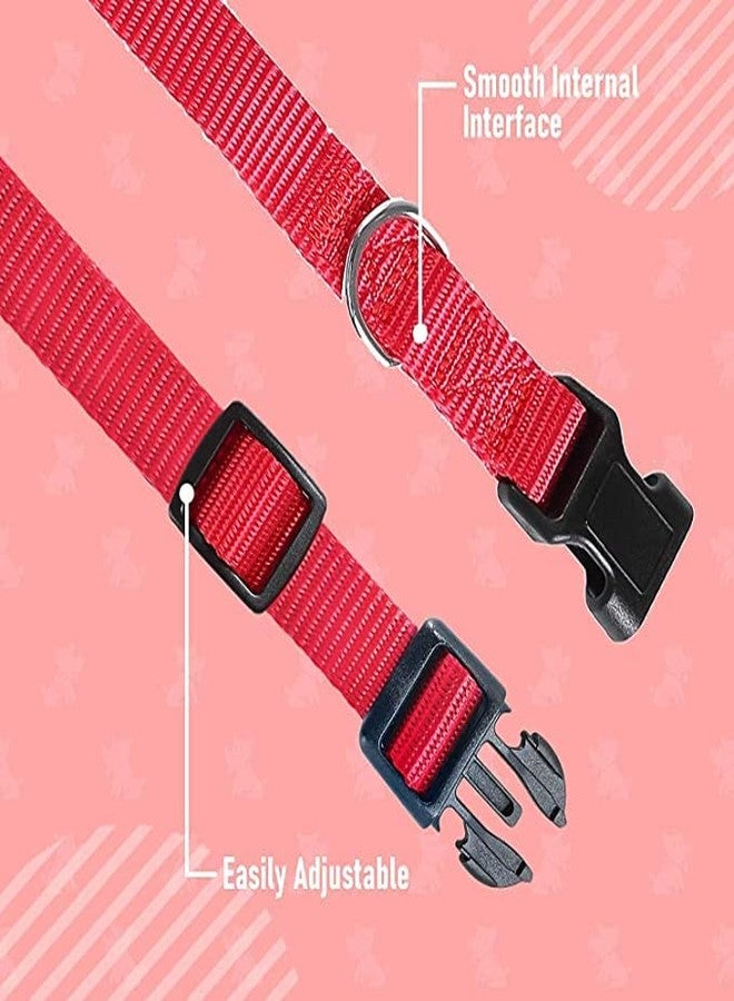 Pups&Pets طقم طوق نايلون قابل للتعديل مع حزام للكلاب والجراء | طقم حزام 15 مم للكلاب والجراء (لون أحمر) - Image 5